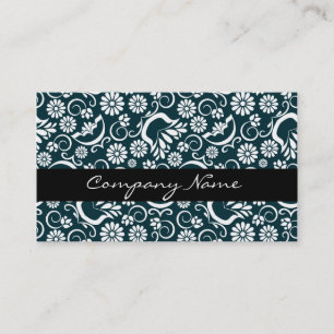 Elegante tarjeta de visita floral blanca y negra
