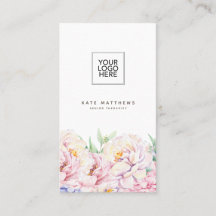 Elegante tarjeta de visita floral con código QR