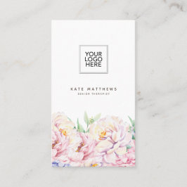 Elegante tarjeta de visita floral con código QR