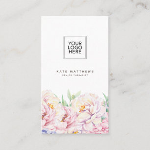 Elegante tarjeta de visita floral con código QR