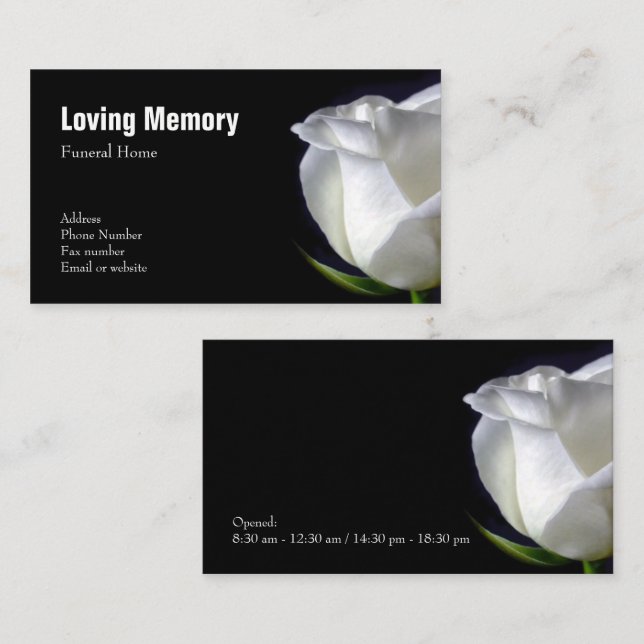 Elegante tarjeta de visita floral de rosa blanca (Anverso / Reverso)