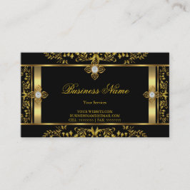 Elegante tarjeta de visita floral dorada negra