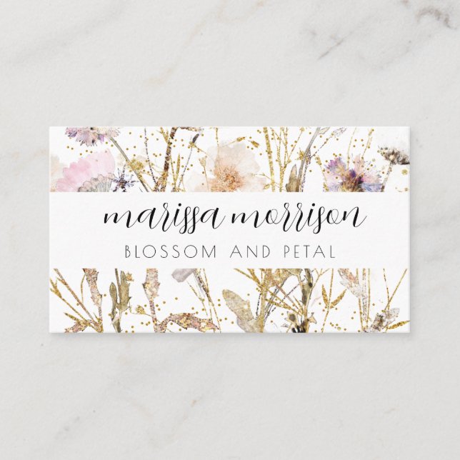 Elegante tarjeta de visita Floral Florist Square (Anverso)