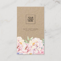 Elegante tarjeta de visita Floral Kraft con código