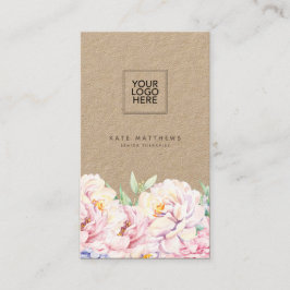 Elegante tarjeta de visita Floral Kraft con código