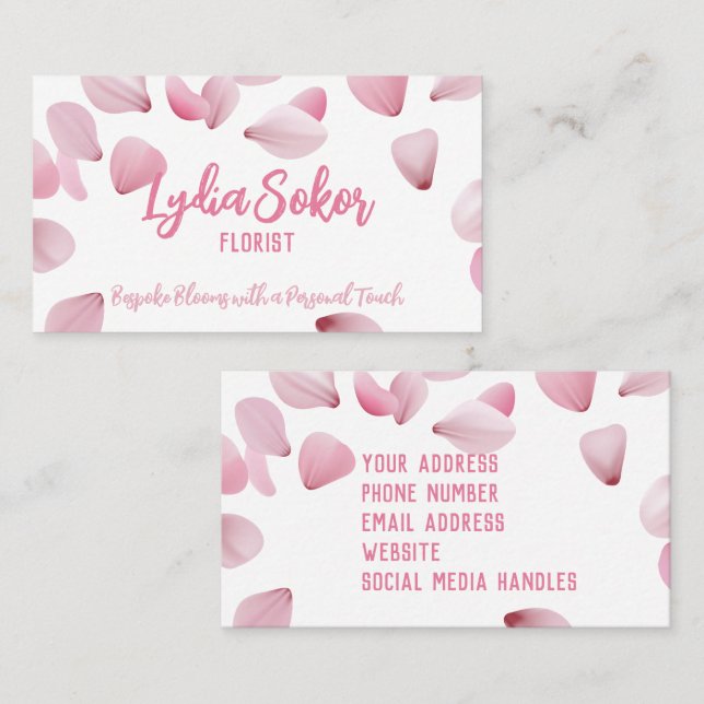 Elegante tarjeta de visita floral para florista (Anverso / Reverso)
