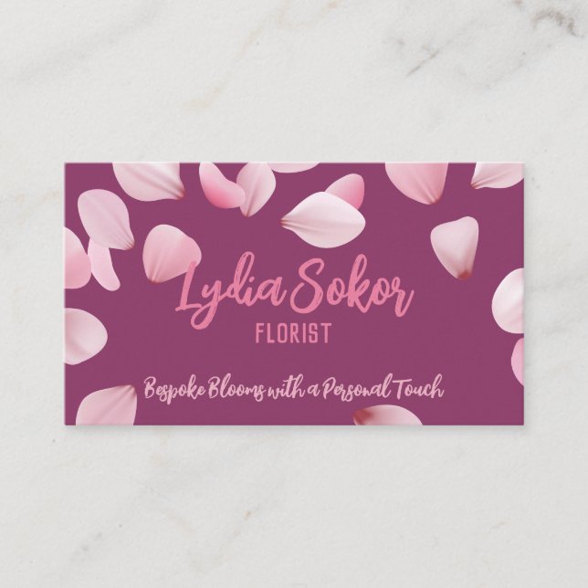 Elegante tarjeta de visita floral para florista (Anverso)