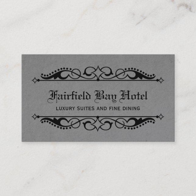Elegante tarjeta de visita florida, gris (Anverso)