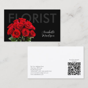 Elegante tarjeta de visita florista de rosa roja s