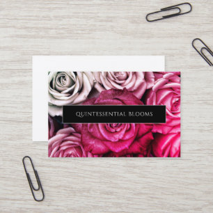 Elegante tarjeta de visita florista de rosas rosas