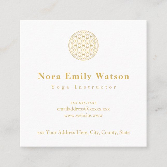 Elegante tarjeta de visita Gold and White Mandala (Anverso)