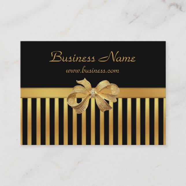 Elegante tarjeta de visita Gold Black Stripe Gold  (Anverso)