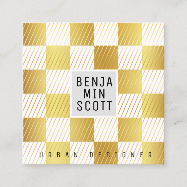 Elegante tarjeta de visita Gold Square (Anverso)