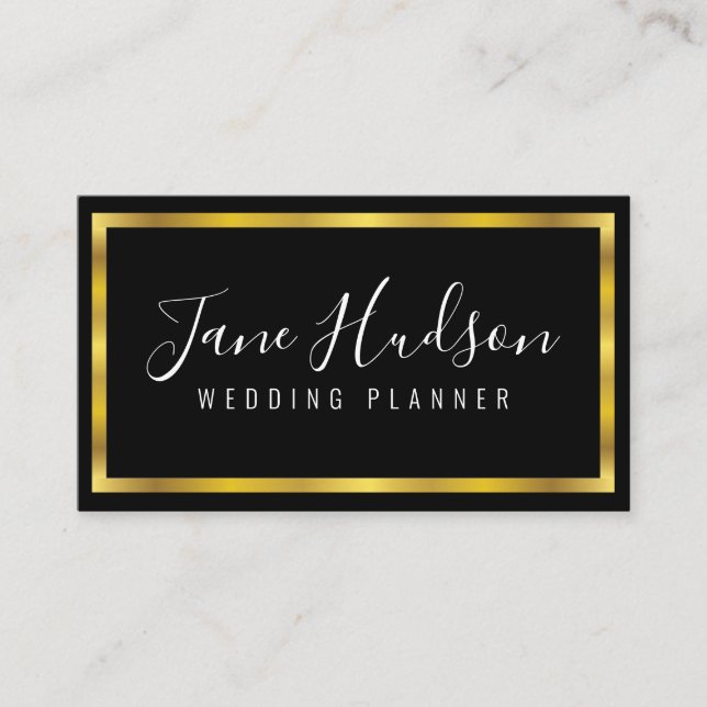Elegante tarjeta de visita Gold y Black 3.5X2.0 (Anverso)