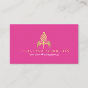 Elegante tarjeta de visita Golden Vintage Pineappl