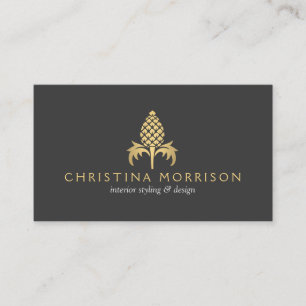 Elegante tarjeta de visita Golden Vintage Pineappl