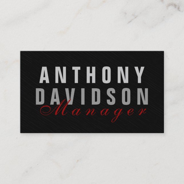 Elegante tarjeta de visita Gray Red Manager (Anverso)