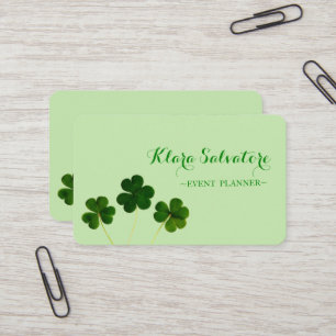 Elegante tarjeta de visita Green Clover St.Patrick