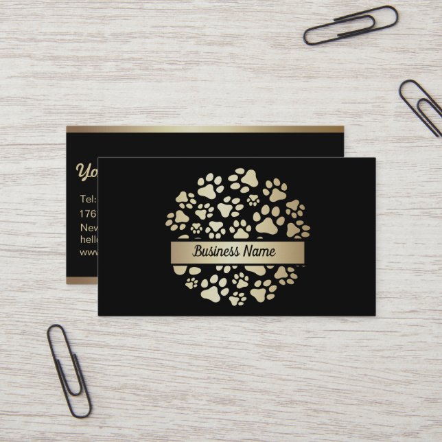Elegante tarjeta de visita Groomer para Mascotas d (Anverso/Reverso In Situ)