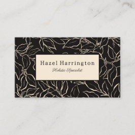 Elegante tarjeta de visita hojas botánicas blancas