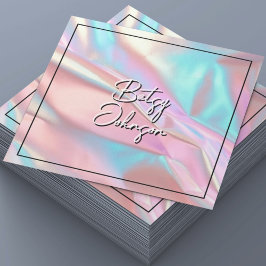 Elegante tarjeta de visita holográfica rosa y azul