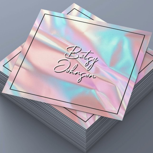 Elegante tarjeta de visita holográfica rosa y azul (Subido por el creador)