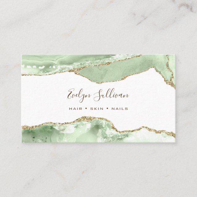 Elegante tarjeta de visita Jade Green Agate (Anverso)