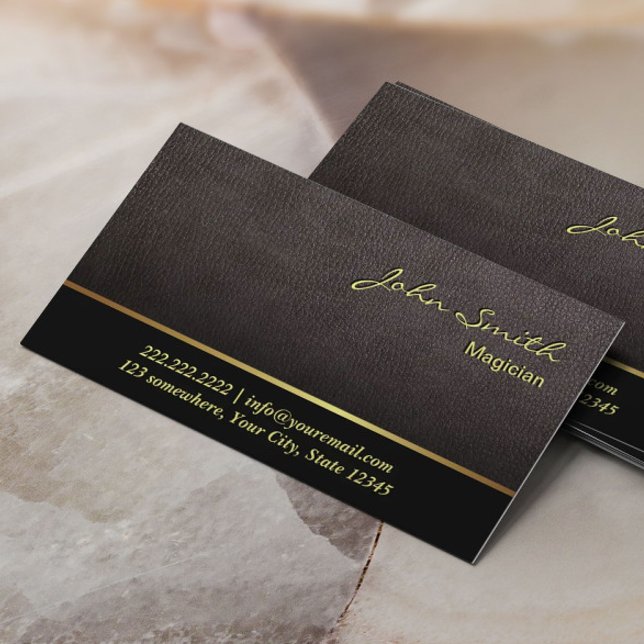 Elegante tarjeta de visita mágica de cuero negro d (Subido por el creador)