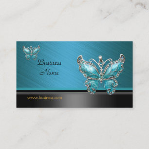 Elegante tarjeta de visita mariposa azul Verde azu