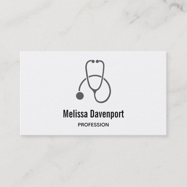 Elegante tarjeta de visita médica Stethoscope gris (Anverso)
