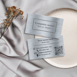 Elegante tarjeta de visita metálica de plata