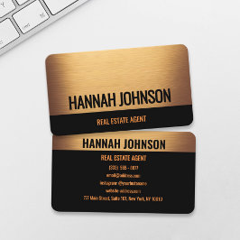 Elegante tarjeta de visita Metalizado de oro negro