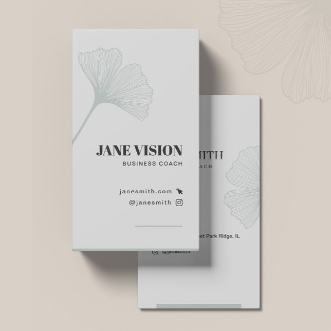 Elegante tarjeta de visita Minimalista Ginkgo Leaf (Subido por el creador)