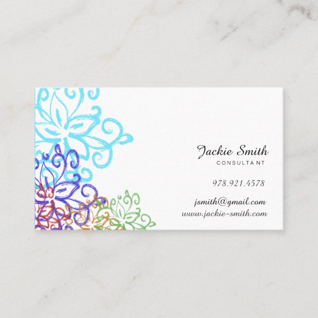 Elegante, tarjeta de visita modelada floral del (Anverso)