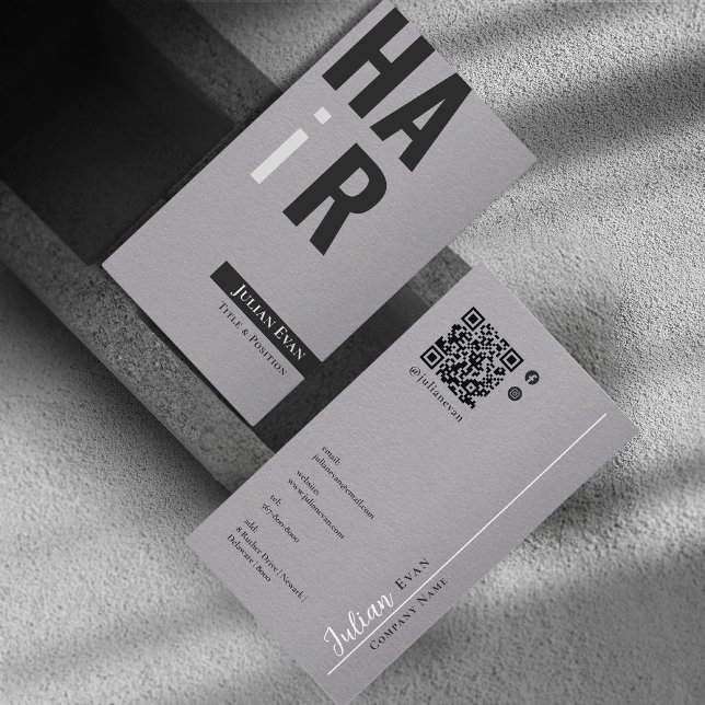 Elegante tarjeta de visita Monocroma para peluquer (Subido por el creador)