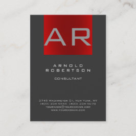 Elegante tarjeta de visita Monograma Gris Red Tren