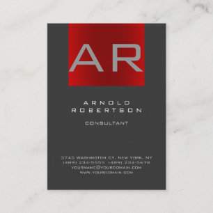 Elegante tarjeta de visita Monograma Gris Red Tren