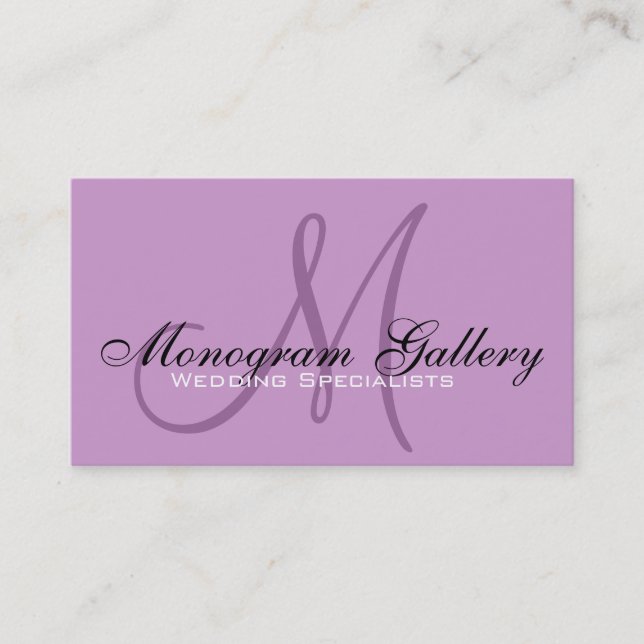 Elegante tarjeta de visita Monograma Lilac Persona (Anverso)