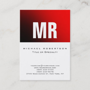 Elegante tarjeta de visita Monograma rojo blanco