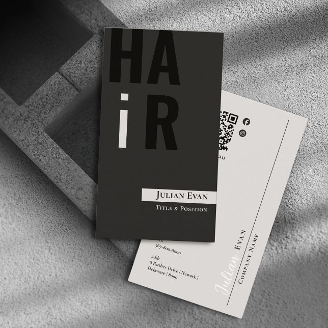 Elegante tarjeta de visita Monotone Hairdresser (Subido por el creador)