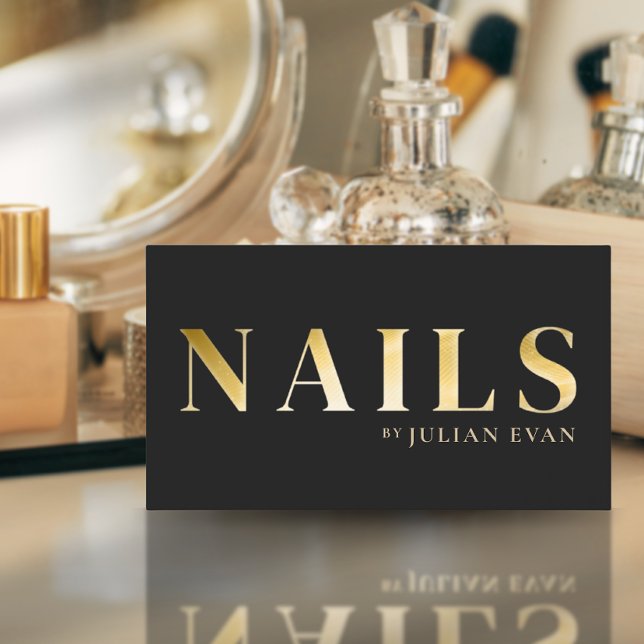 Elegante tarjeta de visita Nail Black and Gold (Subido por el creador)