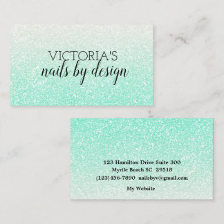 Elegante tarjeta de visita Nail Tech Mint Green Pu