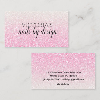 Elegante tarjeta de visita Nail Tech Pink Purpurin