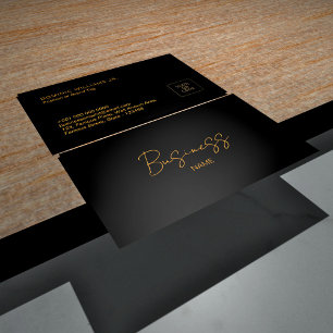 Elegante tarjeta de visita negra con código QR D