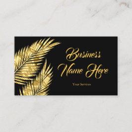 Elegante tarjeta de visita negra de las palmas dor