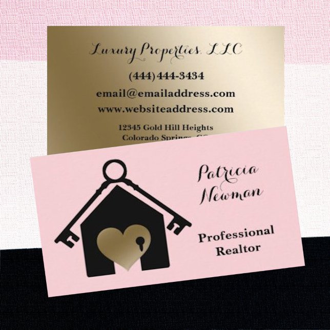 Elegante tarjeta de visita para el Realtor Rosa de (Subido por el creador)