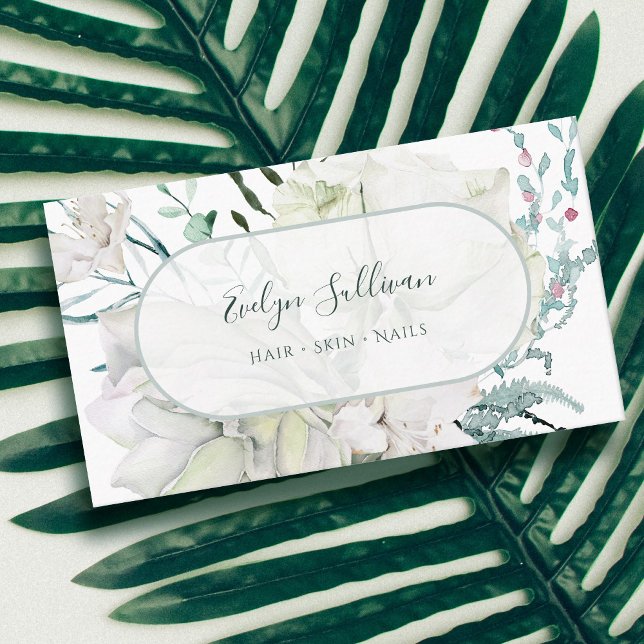 Elegante tarjeta de visita para flores blancas (Subido por el creador)