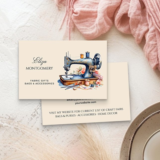 Elegante tarjeta de visita para la máquina de cose (Sewing Business Card by Busy Business Bee)