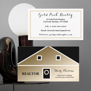 Elegante tarjeta de visita para Realtor de Oro/Neg