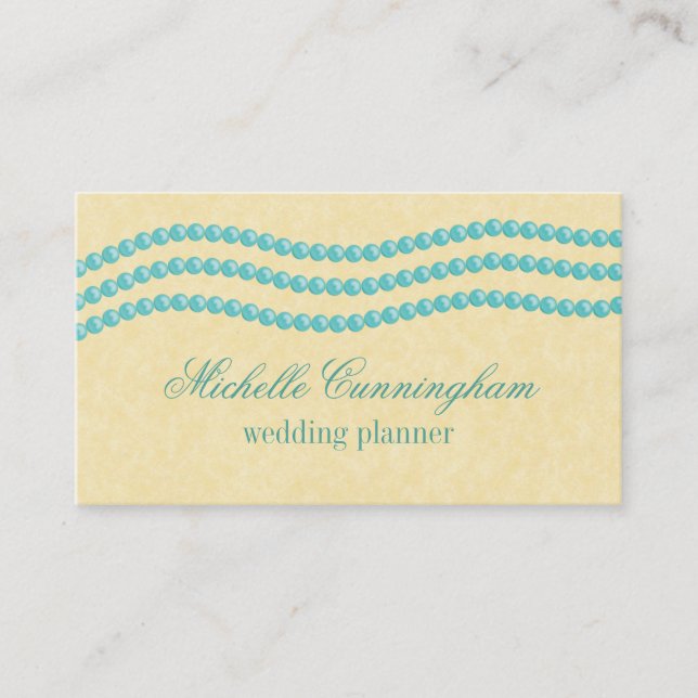Elegante tarjeta de visita Pearls, turquesa (Anverso)